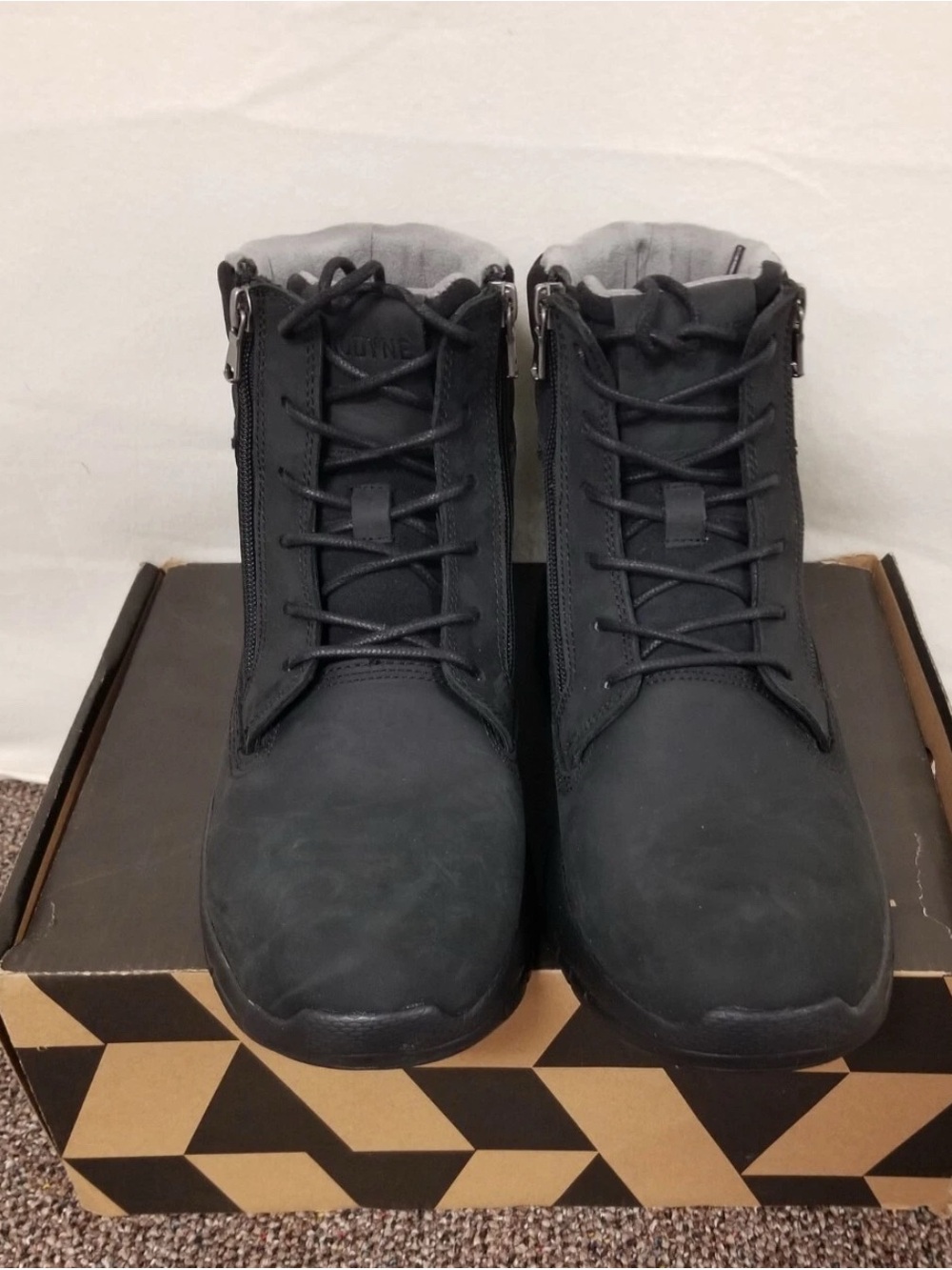 Men's Black Lace-Up Side-Zip Work Boots